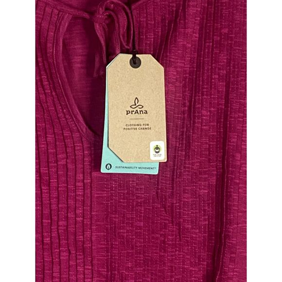 NWT prAna Cotton Ocupas Popover Keyhole Tie Cap Sleeves Top S Orchid Pink #2930 - Picture 5 of 13